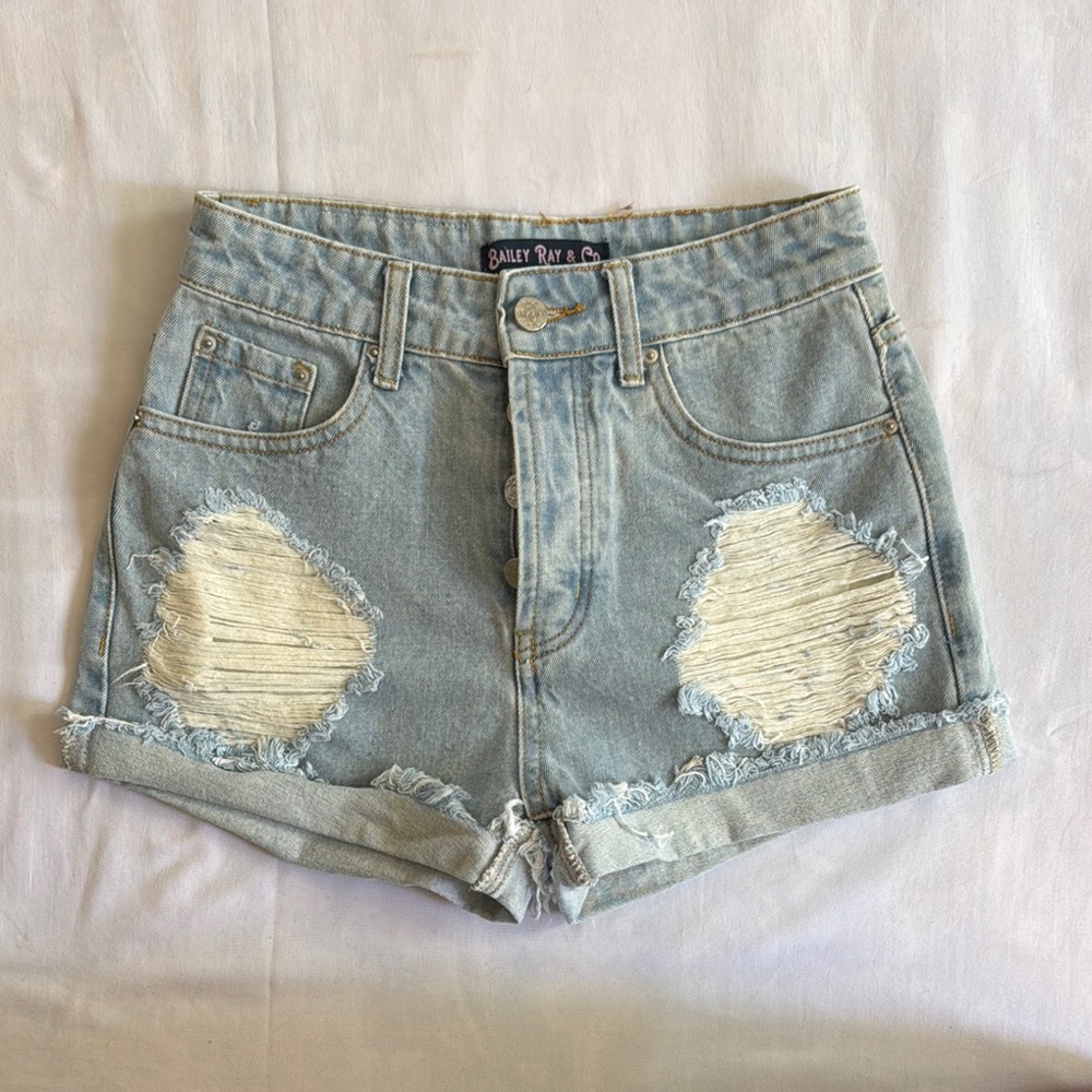 Bailey Rae & Co. Light Blue Distressed Jean Shorts